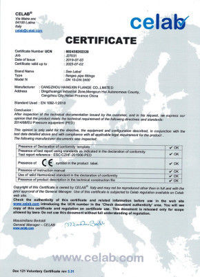 China Cangzhou Hangxin Flange Co.,Limited Certificações